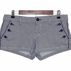 American Eagle Low Rise Blue White Stripe Shorts 8